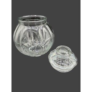 Vintage Libbey Glass Pumpkin Lidded Jar Jack o Lantern , Halloween Apothecary Se